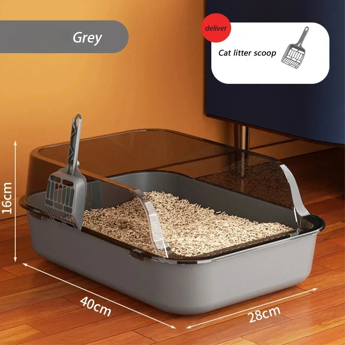 High-Side Cat Litter Box – Thickened, Semi-Enclosed, Easy to Clean & Leak-Proof