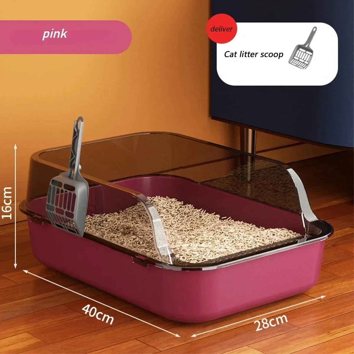High-Side Cat Litter Box – Thickened, Semi-Enclosed, Easy to Clean & Leak-Proof