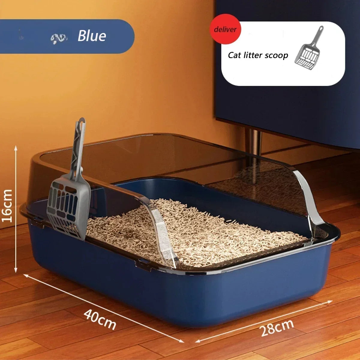 High-Side Cat Litter Box – Thickened, Semi-Enclosed, Easy to Clean & Leak-Proof