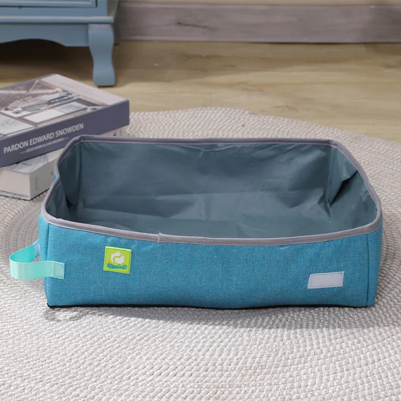 Foldable Semi-Enclosed Cat Litter Box – Portable & Easy to Clean