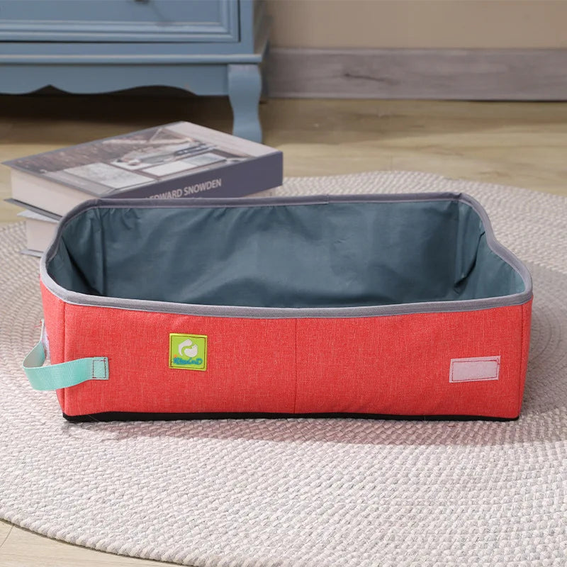 Foldable Semi-Enclosed Cat Litter Box – Portable & Easy to Clean