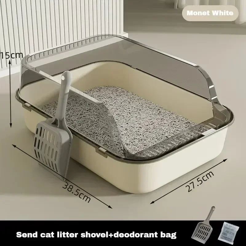 High-Side Cat Litter Box – Thickened, Semi-Enclosed, Easy to Clean & Leak-Proof