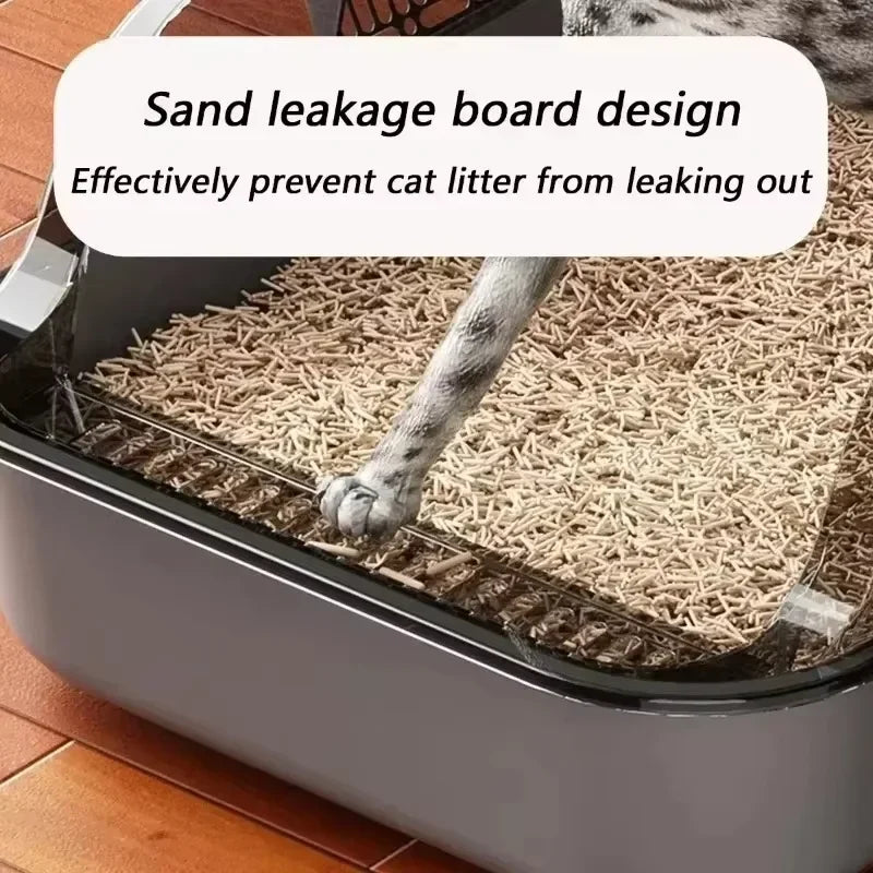 High-Side Cat Litter Box – Thickened, Semi-Enclosed, Easy to Clean & Leak-Proof