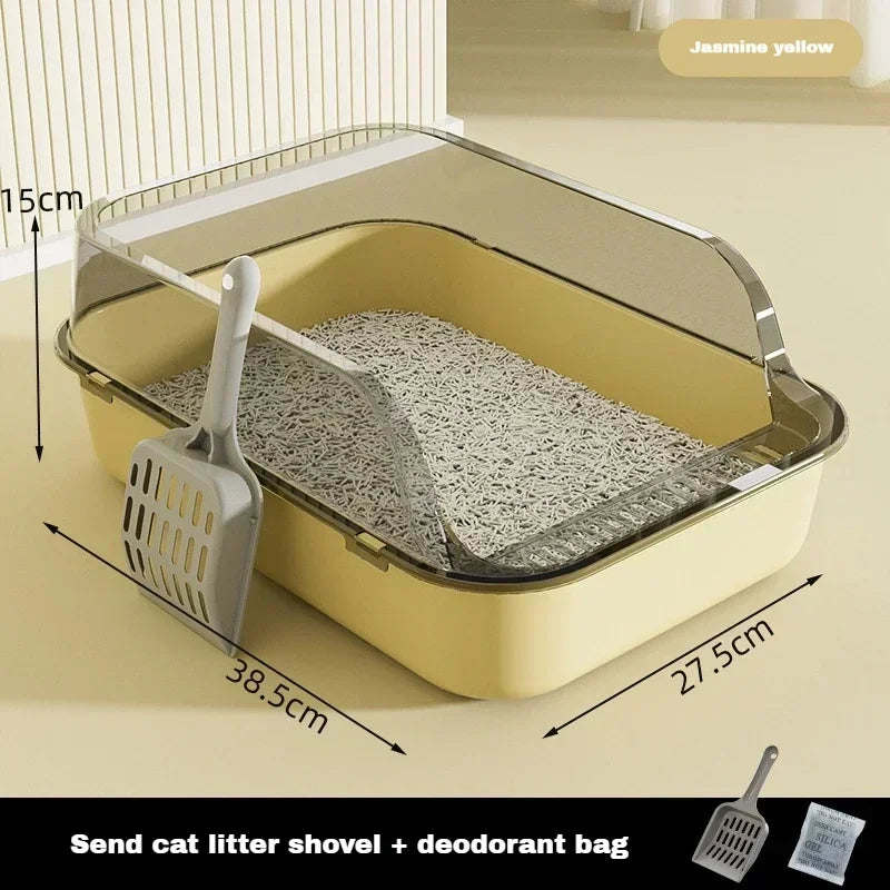 High-Side Cat Litter Box – Thickened, Semi-Enclosed, Easy to Clean & Leak-Proof