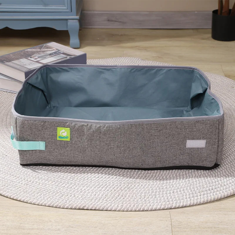 Foldable Semi-Enclosed Cat Litter Box – Portable & Easy to Clean
