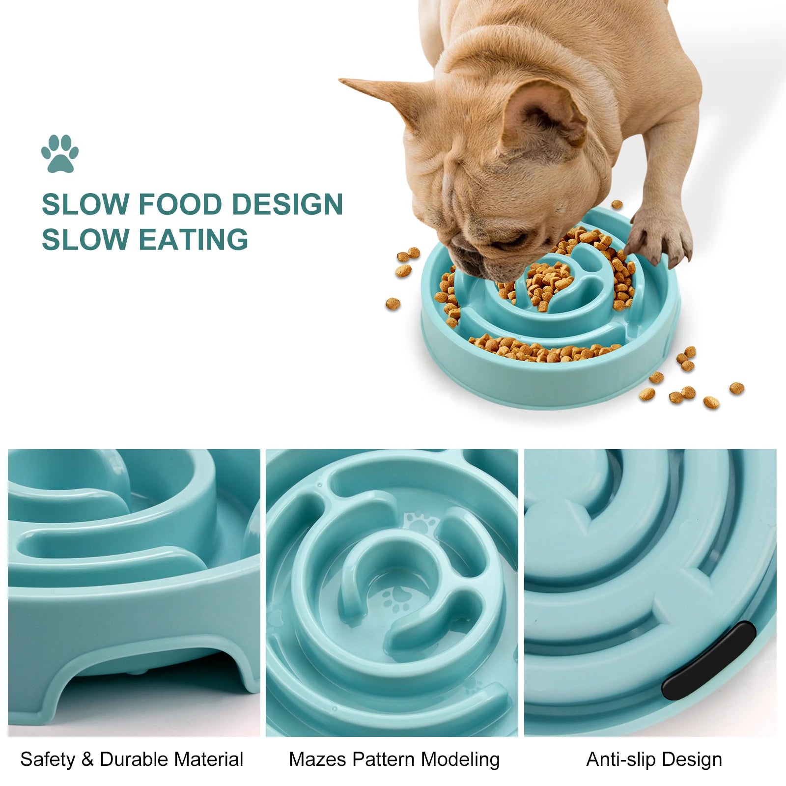 Pet Slow Feeder Bowl – Non-Slip Anti-Gulping Feeding Bowl for Dogs and Cats