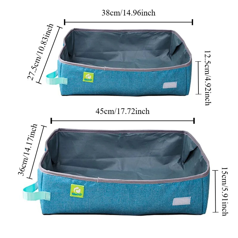 Foldable Semi-Enclosed Cat Litter Box – Portable & Easy to Clean
