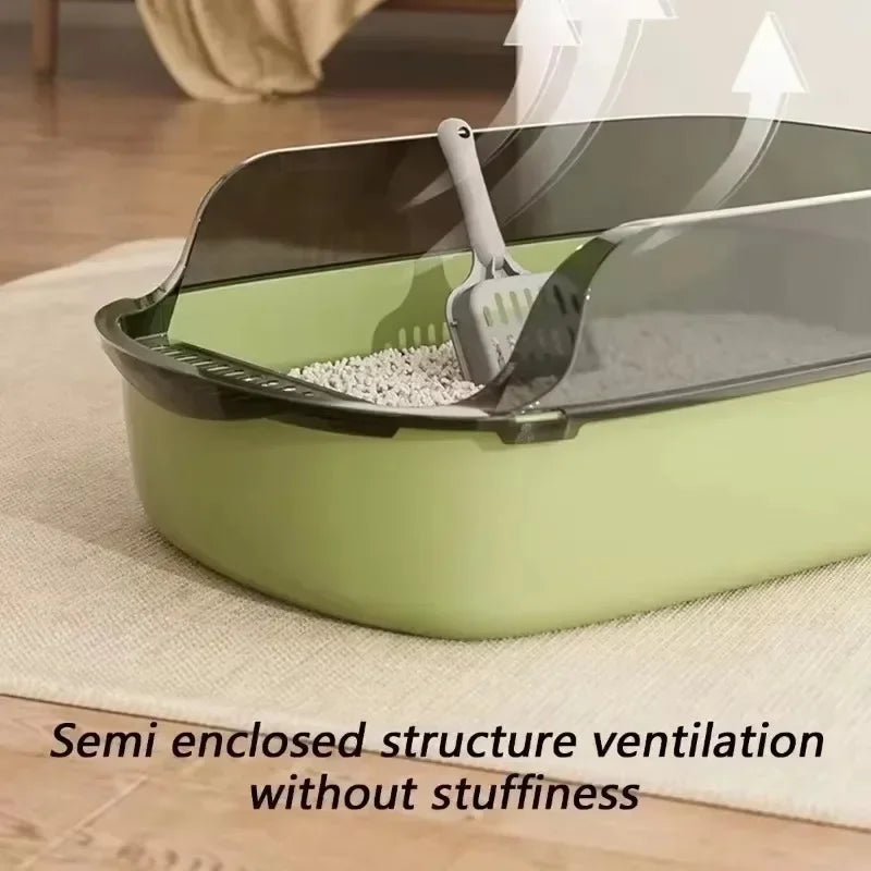 High-Side Cat Litter Box – Thickened, Semi-Enclosed, Easy to Clean & Leak-Proof