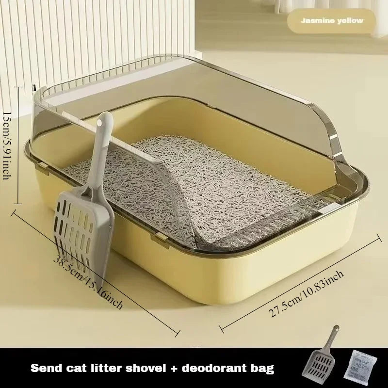 High-Side Cat Litter Box – Thickened, Semi-Enclosed, Easy to Clean & Leak-Proof