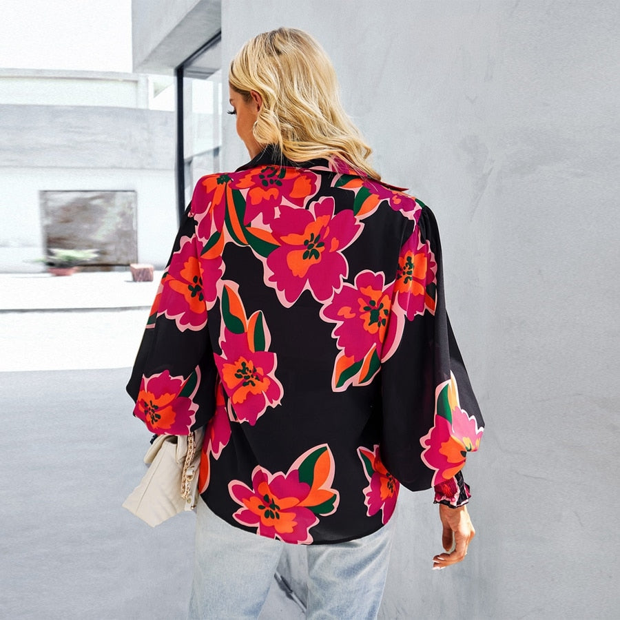 Casual Loose Turn-down Collar Oversized Blouses