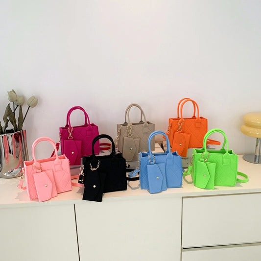 Solid Color Felt Designer Handbag