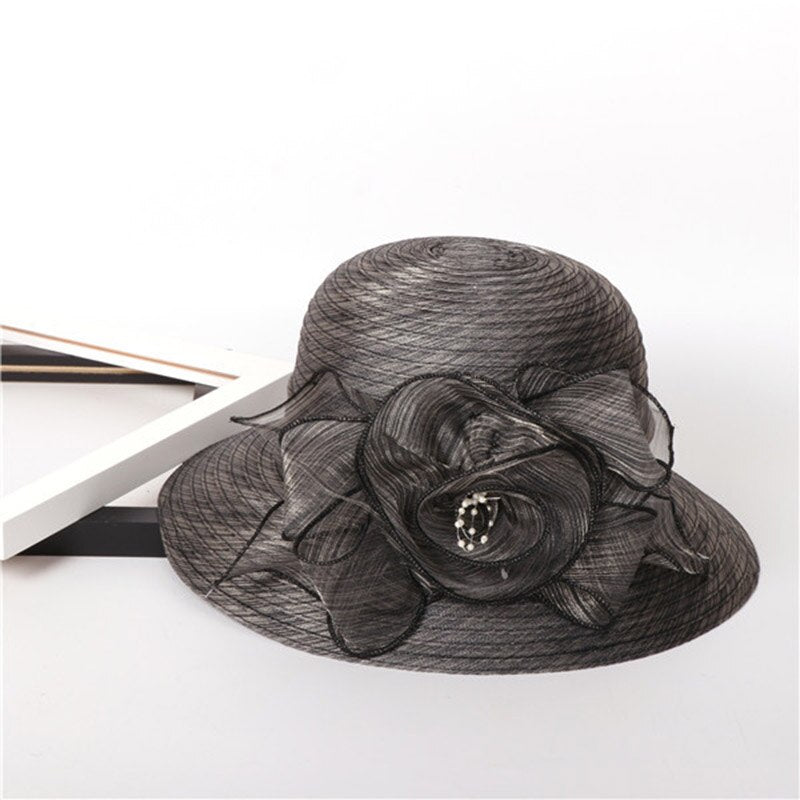 Organza Flower Breathable Basin Hat