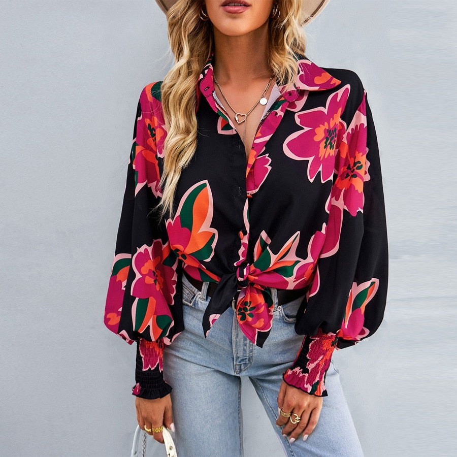 Casual Loose Turn-down Collar Oversized Blouses