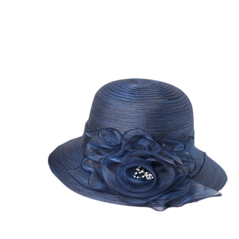 Organza Flower Breathable Basin Hat