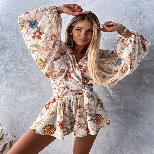 Deep V Neck Casual Boho Beach Rompers