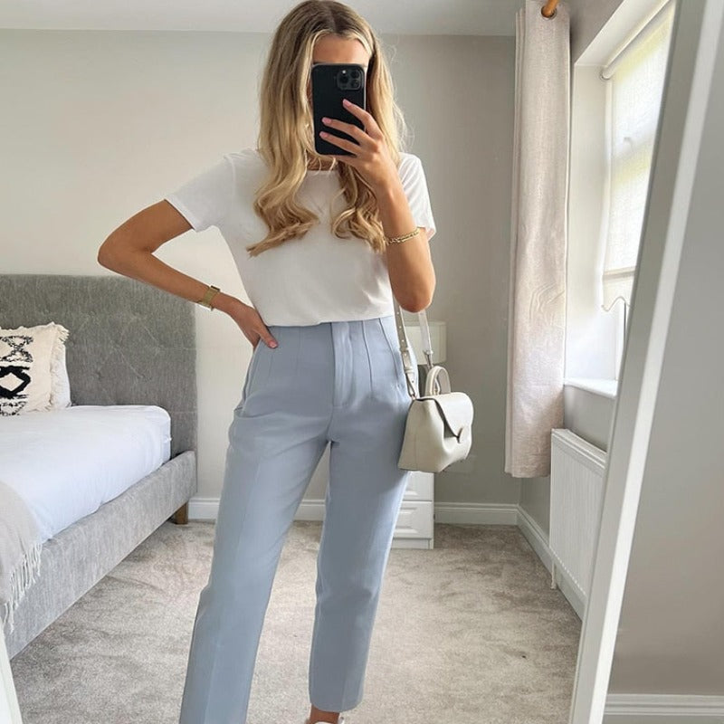 Chic Fashion Office Wear Straight Pants