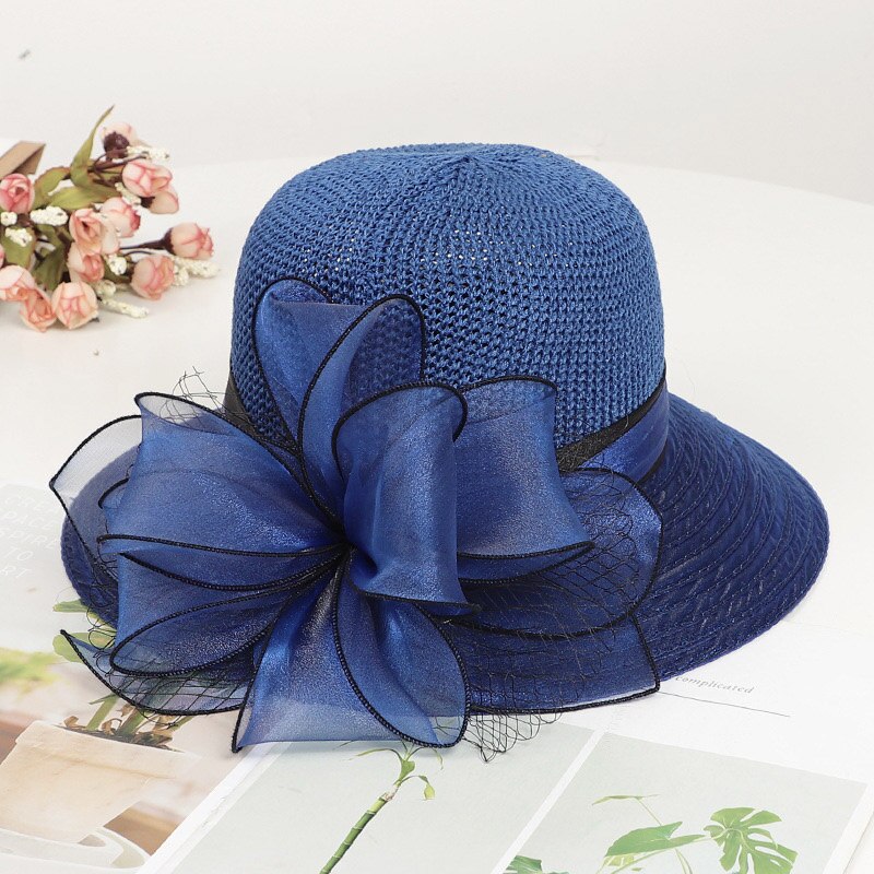 Organza Flower Breathable Basin Hat