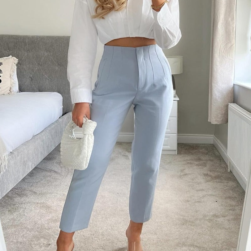 Chic Fashion Office Wear Straight Pants