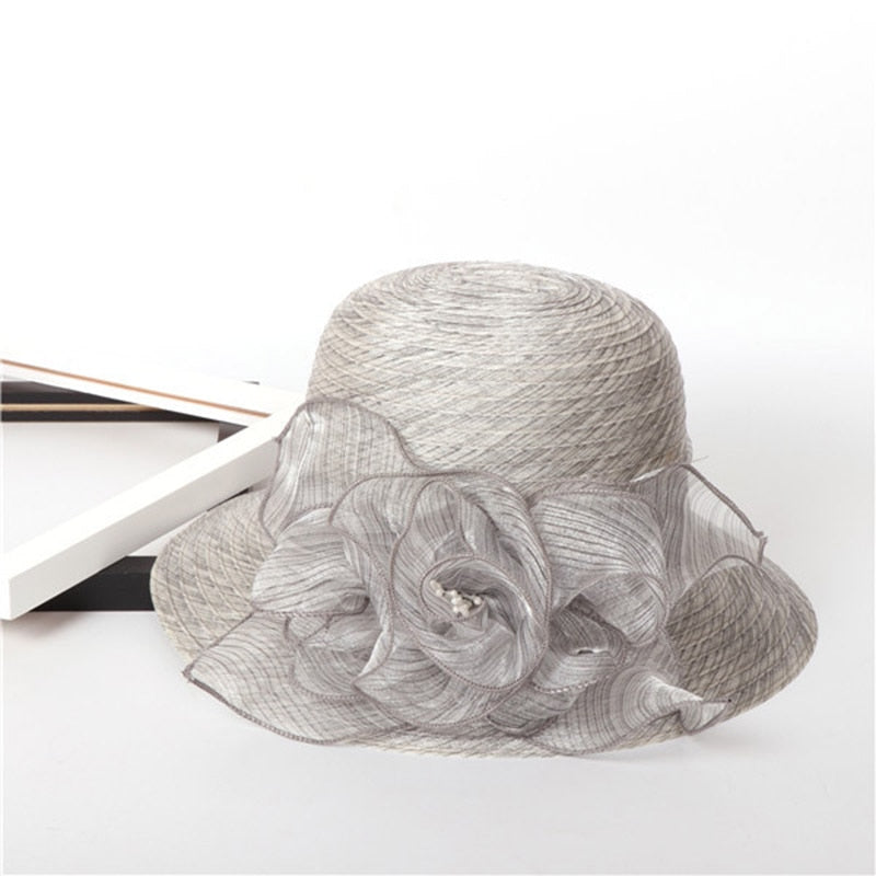 Organza Flower Breathable Basin Hat