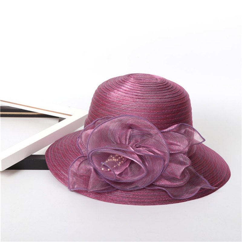 Organza Flower Breathable Basin Hat