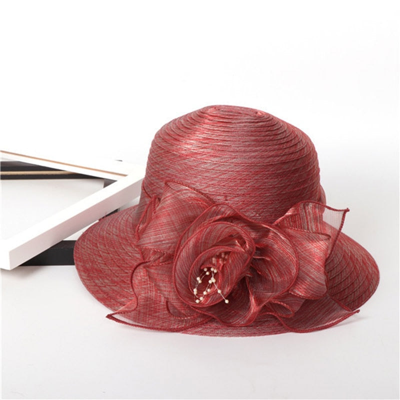 Organza Flower Breathable Basin Hat