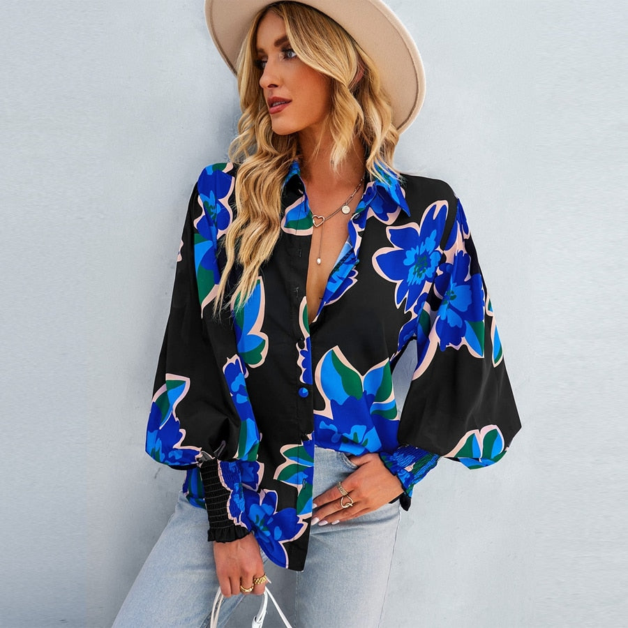 Casual Loose Turn-down Collar Oversized Blouses