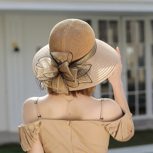 Organza Flower Breathable Basin Hat